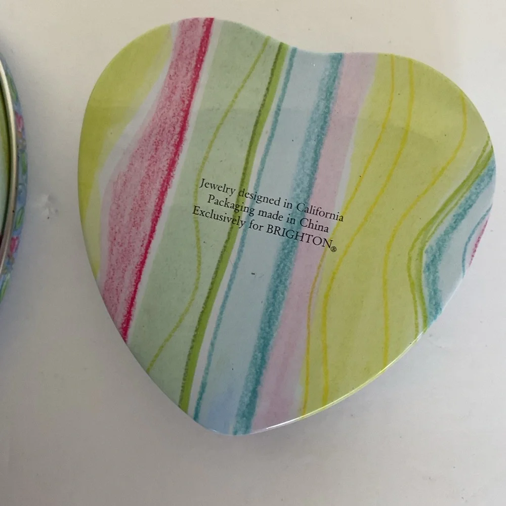 Brighton Jewelry set of two coordinated heart storage tins
